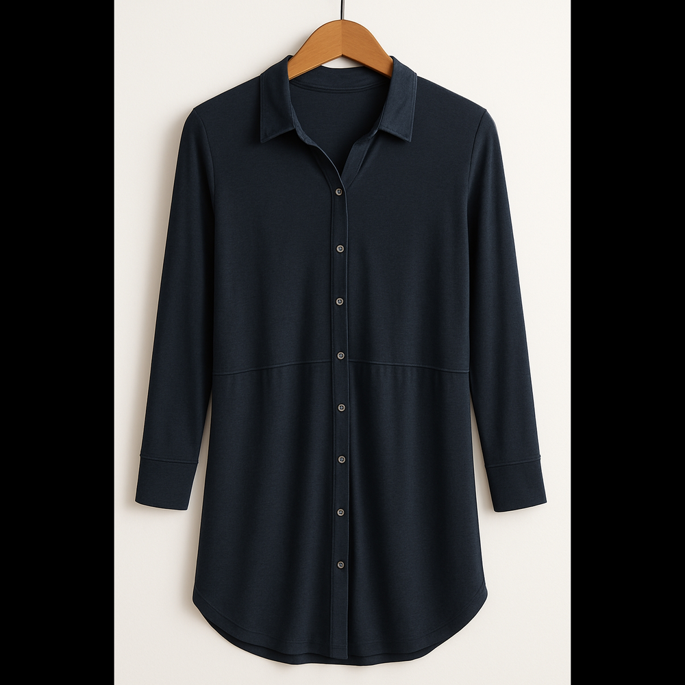 J. Jill Black Collared Button Front Lightweight Tunic XL Tall